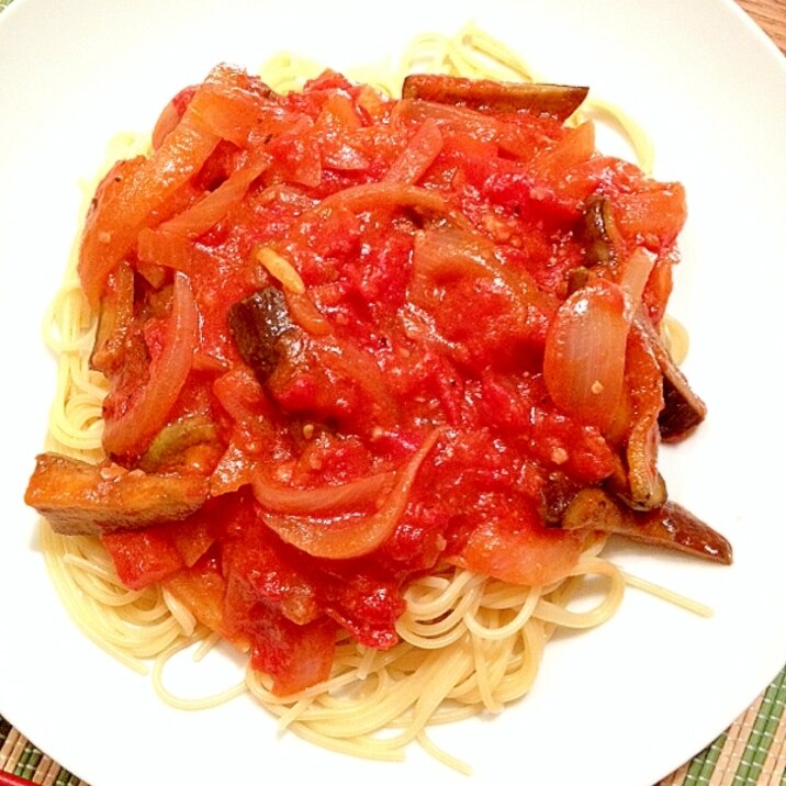 簡単！茄子とトマトのパスタ